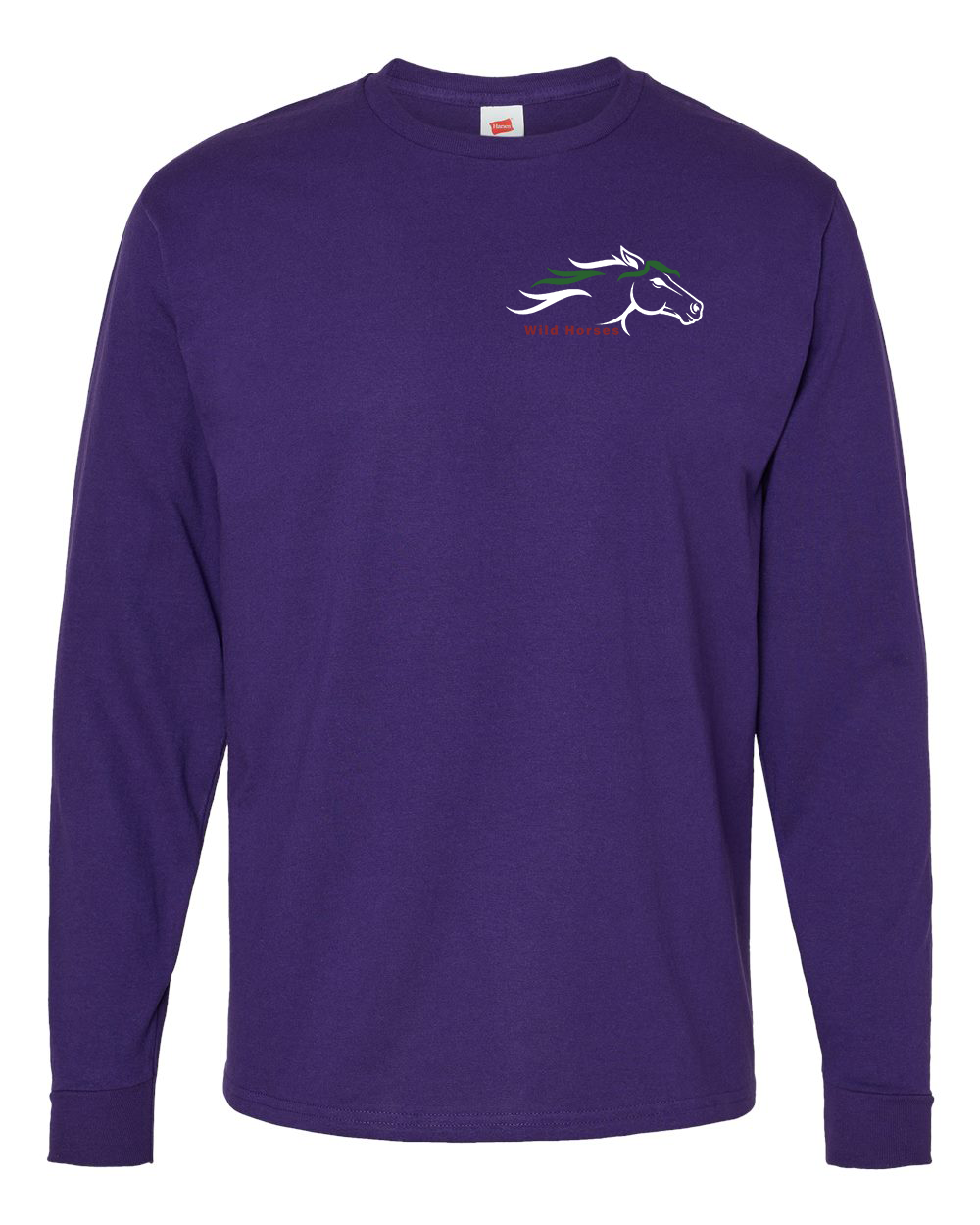 Athletic Purple Wild Horses 100% Quality Cotton Long Sleeve