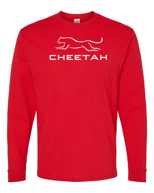 Athletic Red Cheetah 100% Quality Cotton Long Sleeve (Full Chest)