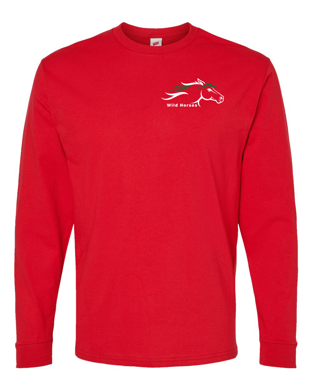 Athletic Red Wild Horses 100% Quality Cotton Long Sleeve