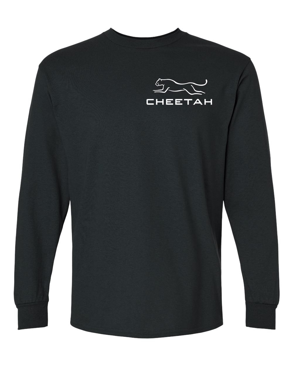Black Cheetah 100% Quality Cotton Long Sleeve (Left Chest)