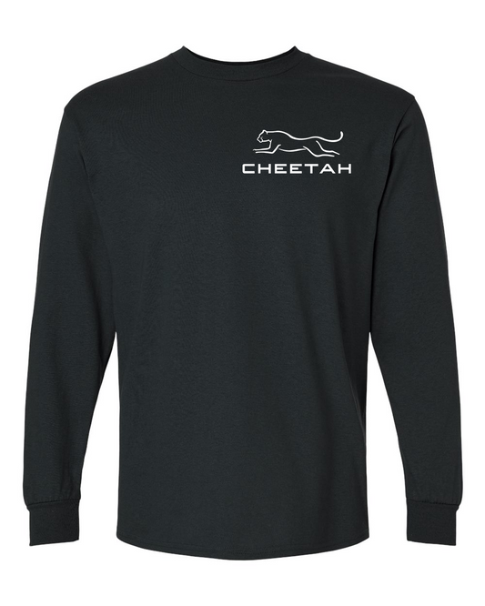 Black Cheetah 100% Quality Cotton Long Sleeve (Left Chest)