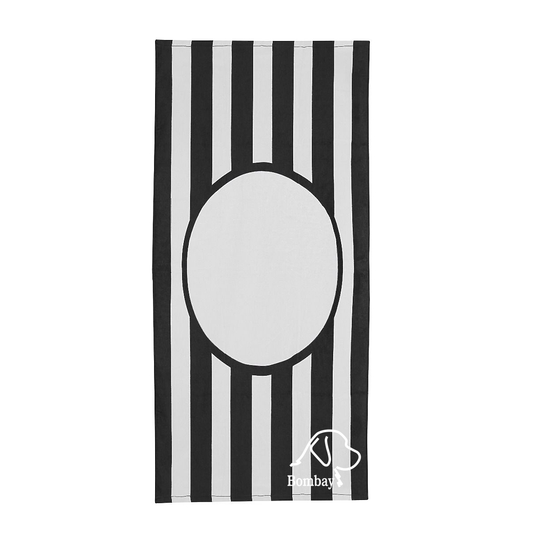 Black and White Stripe Beach Towel