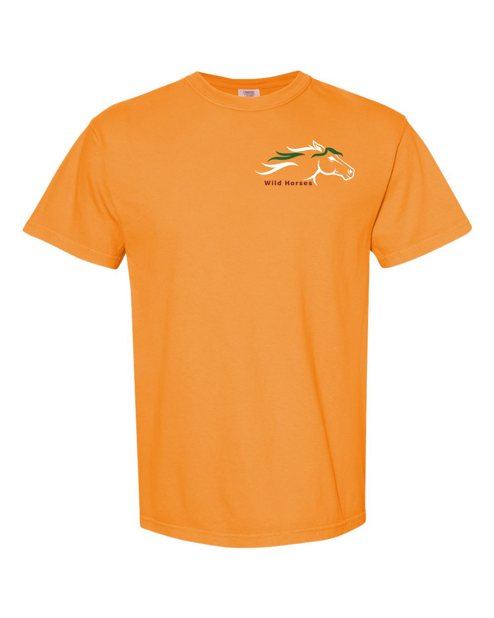 Bright Orange Wild Horses 100% Quality Cotton Short Sleeve