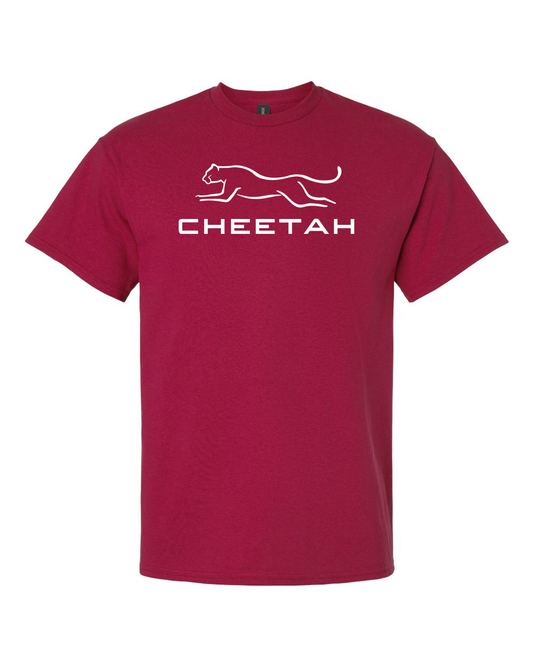 Cardinal Red Cheetah 100% Quality Cotton Short Sleeve (Full Chest)