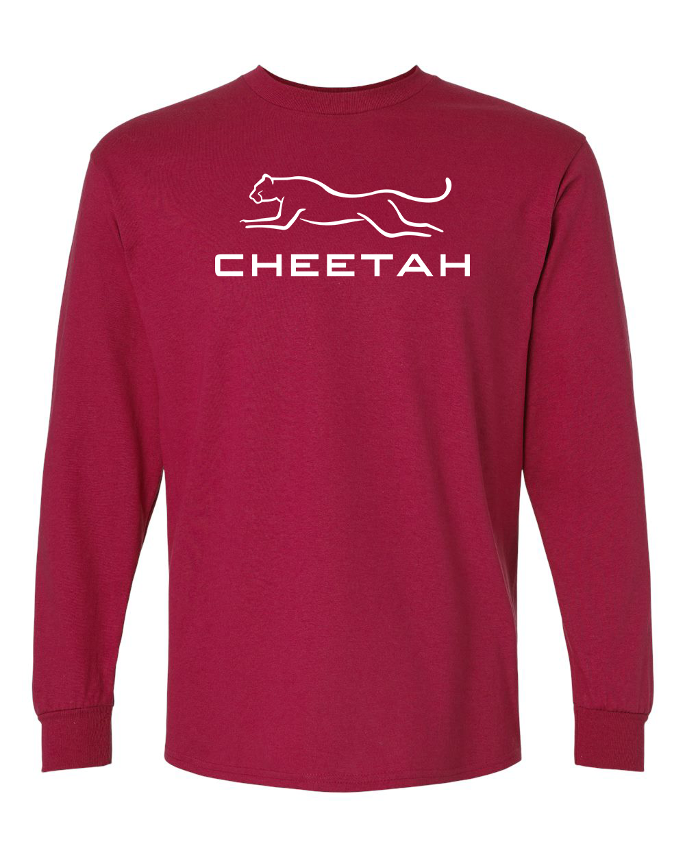 Cardinal Red Cheetah 100% Quality Cotton Long Sleeve (Full Chest)