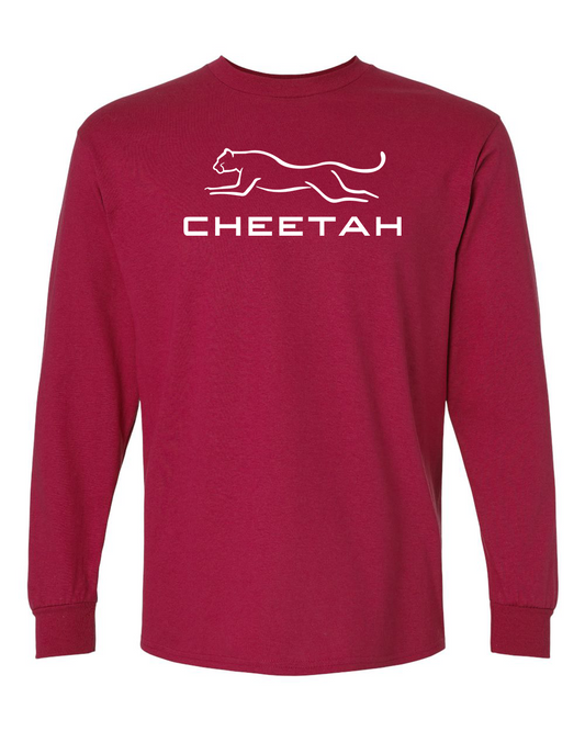 Cardinal Red Cheetah 100% Quality Cotton Long Sleeve (Full Chest)