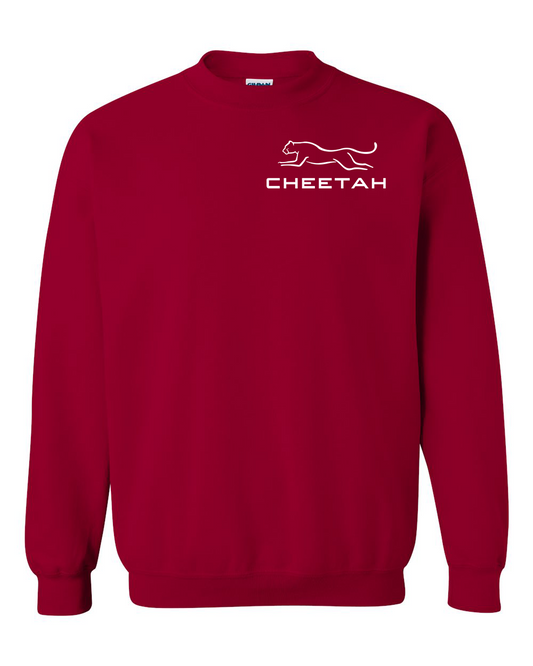 Cardinal Red Cheetah 100% Quality Cotton Crewneck Sweatshirt (Left Chest)