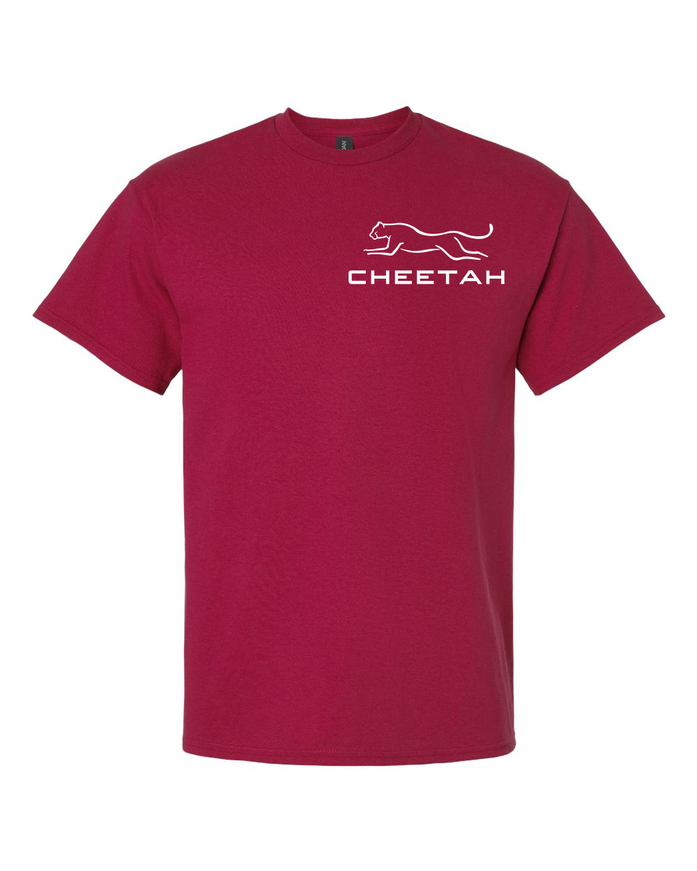 Cardinal Red Cheetah 100% Quality Cotton Short Sleeve (Left Chest)