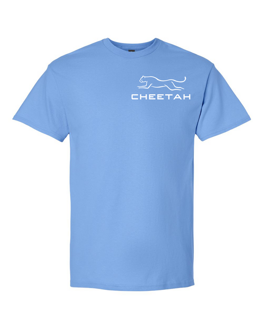 Carolina Blue Cheetah 100% Quality Cotton Short Sleeve (Left Chest)