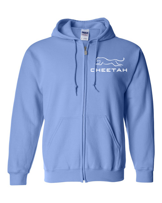 Carolina Blue Cheetah 100% Quality Cotton Full-Zip Hoodie