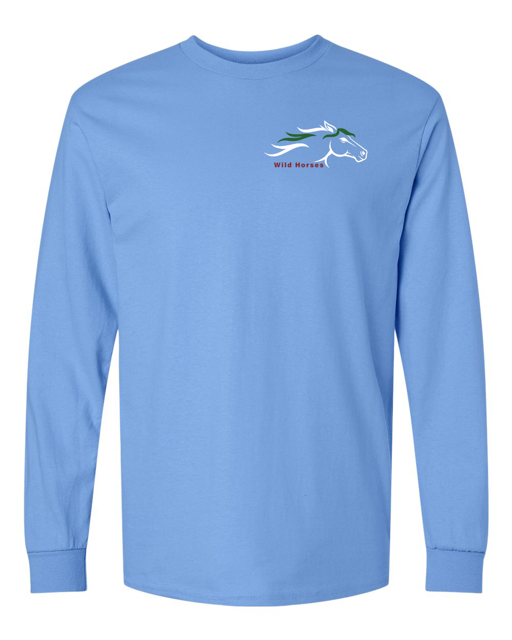Carolina Blue Wild Horses 100% Quality Cotton Long Sleeve
