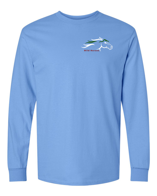 Carolina Blue Wild Horses 100% Quality Cotton Long Sleeve