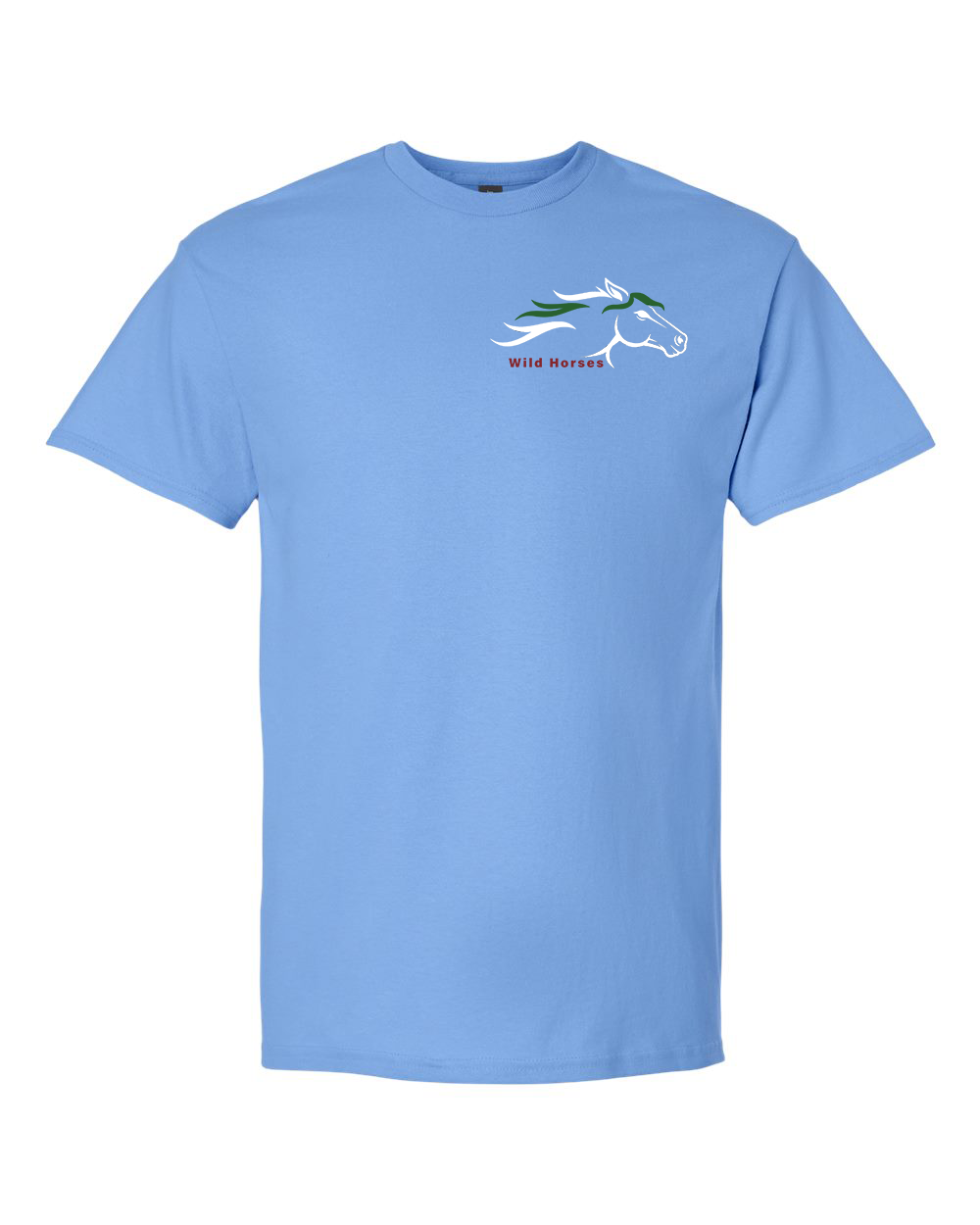 Carolina Blue Wild Horses 100% Quality Cotton Short Sleeve