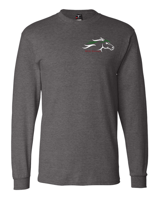 Charcoal Heather Wild Horses 100% Quality Cotton Long Sleeve
