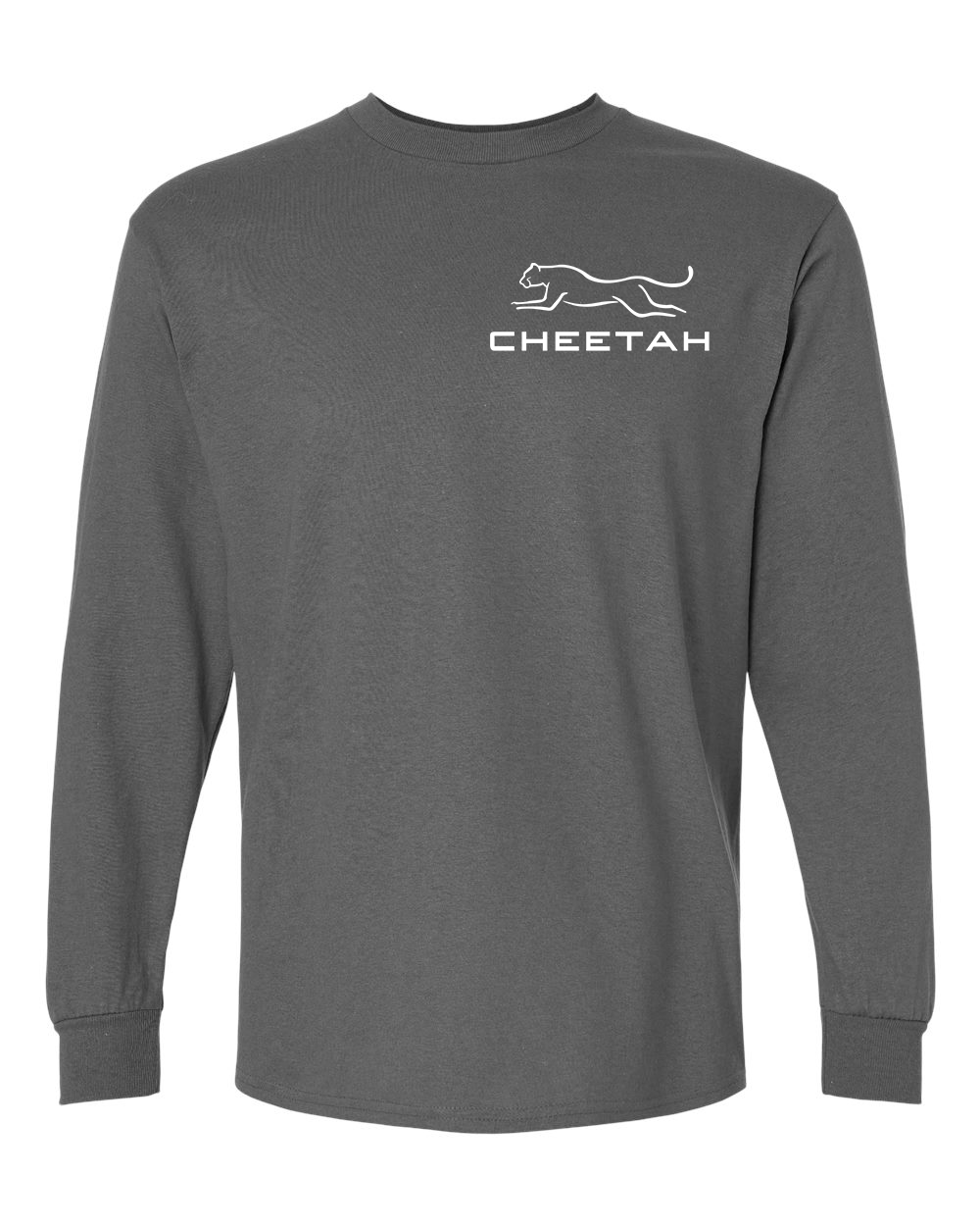 Charcoal Cheetah 100% Quality Cotton Long Sleeve (Left Chest)