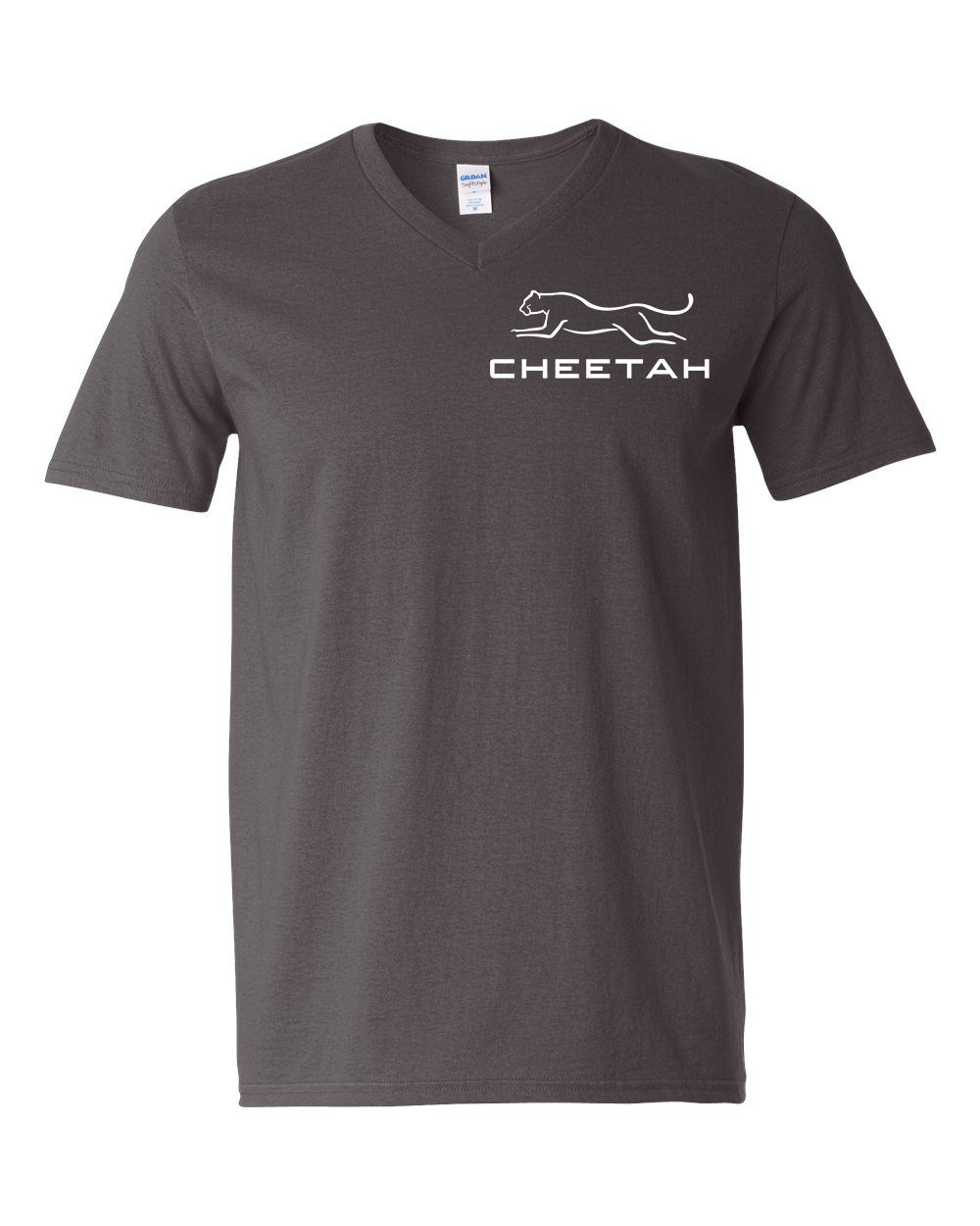 Charcoal Cheetah 100% Quality Cotton V-Neck Short Sleeve