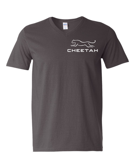 Charcoal Cheetah 100% Quality Cotton V-Neck Short Sleeve