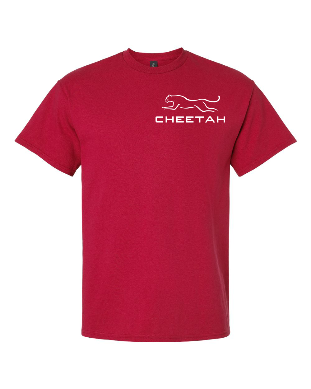 Cherry Red Cheetah 100% Quality Cotton Short Sleeve (Left Chest)