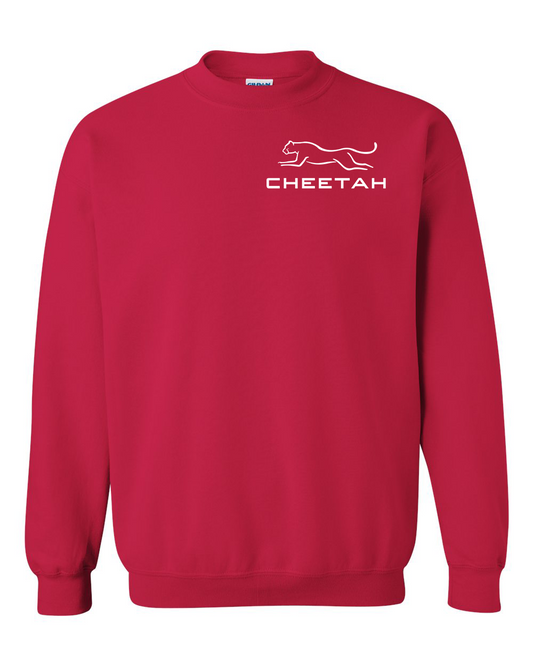 Cherry Red Cheetah 100% Quality Cotton Crewneck Sweatshirt (Left Chest)