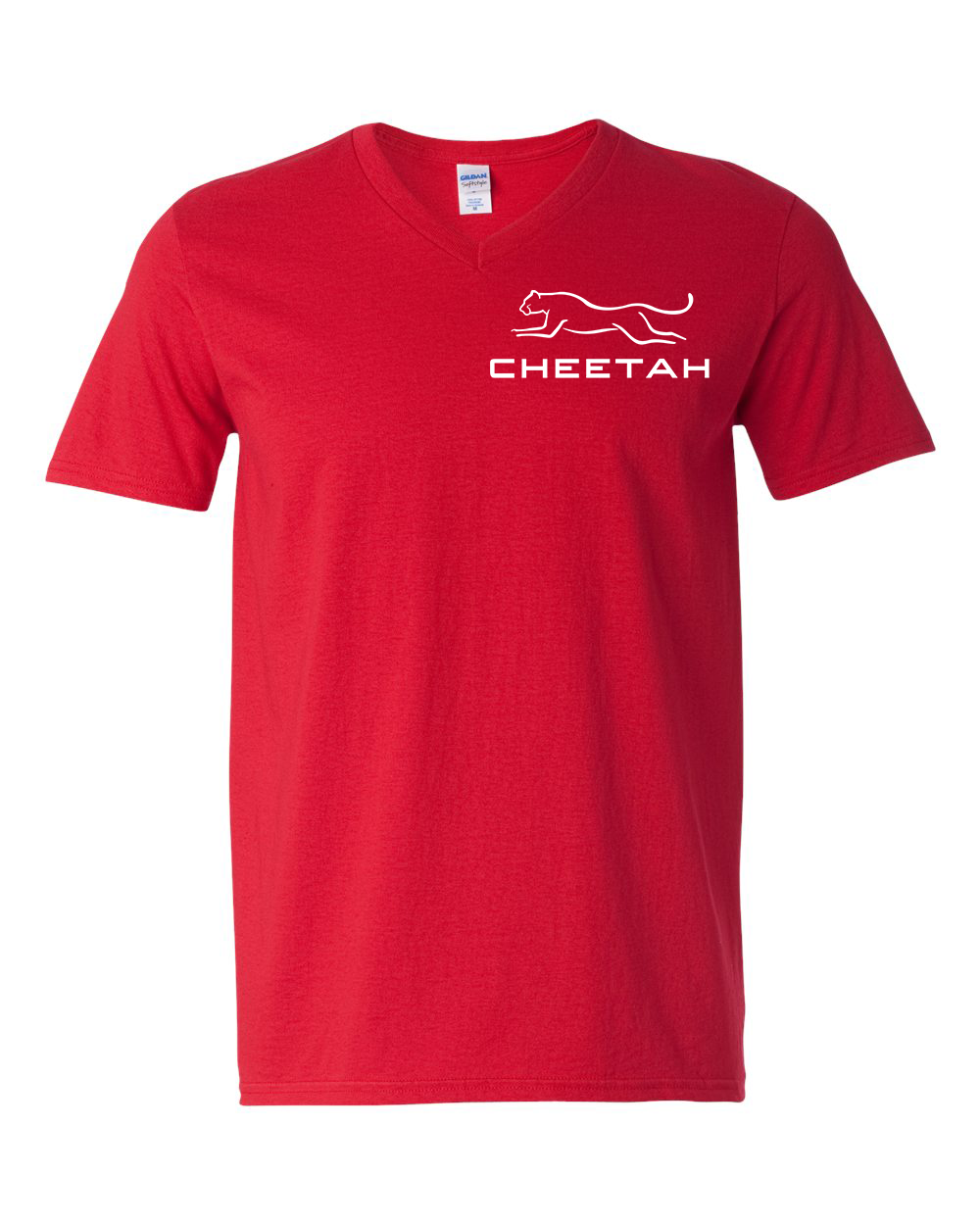 Cherry Red Cheetah 100% Quality Cotton V-Neck Short Sleeve