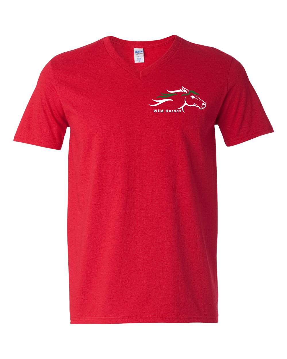 Cherry Red Wild Horses 100% Quality Cotton V-Neck Short Sleeve