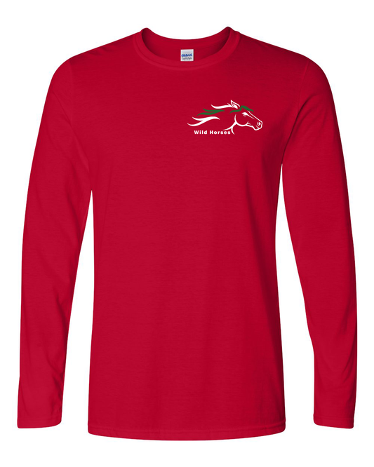 Cherry Red Wild Horses 100% Quality Cotton Long Sleeve