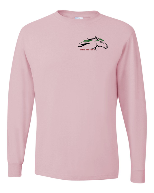 Classic Pink Wild Horses 100% Quality Cotton Long Sleeve