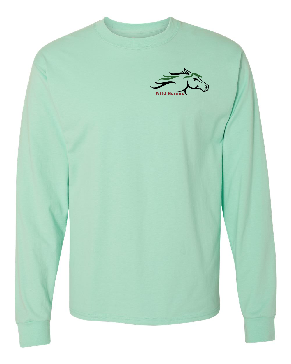 Clean Mint Wild Horses 100% Quality Cotton Long Sleeve