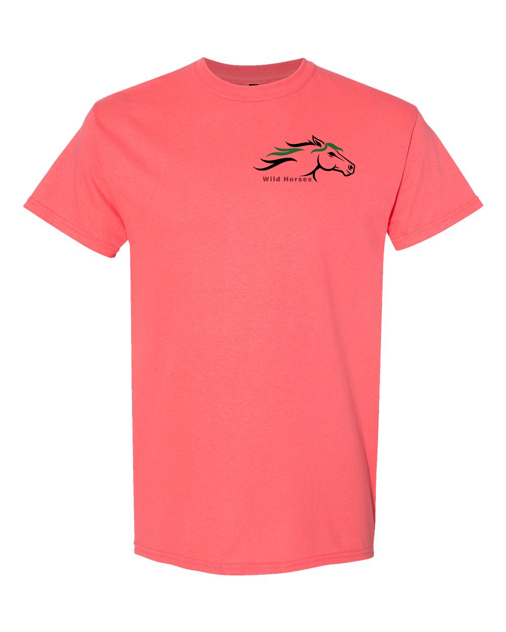 Coral Silk Wild Horses 100% Quality Cotton Short Sleeve