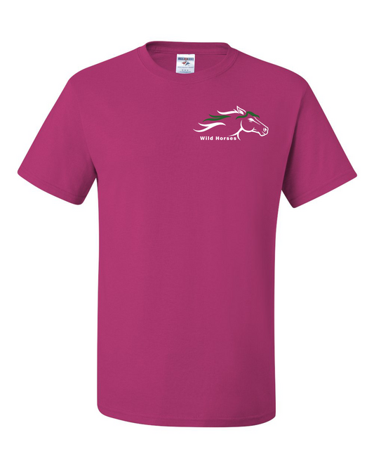 Cyber Pink Wild Horses 100% Quality Cotton Short Sleeve