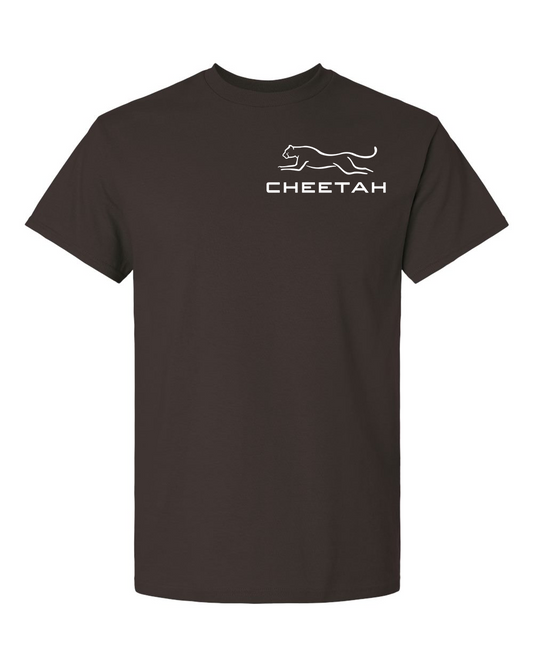 Dark Chocolate Cheetah 100% Quality Cotton Short Sleeve (Left Chest)