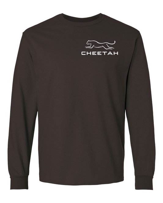 Dark Chocolate Cheetah 100% Quality Cotton Long Sleeve (Left Chest)