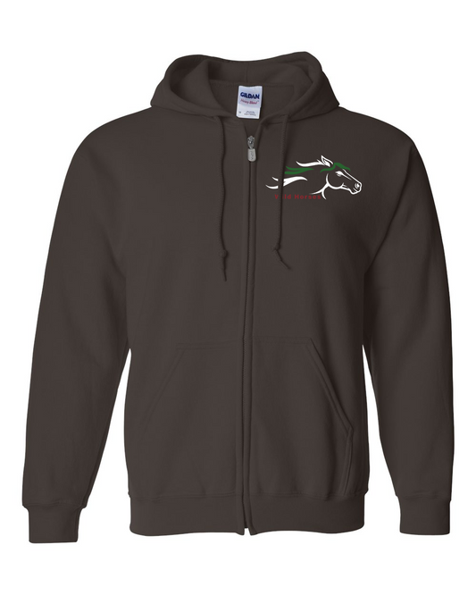 Dark Chocolate Wild Horses 100% Quality Cotton Full-Zip Hoodie
