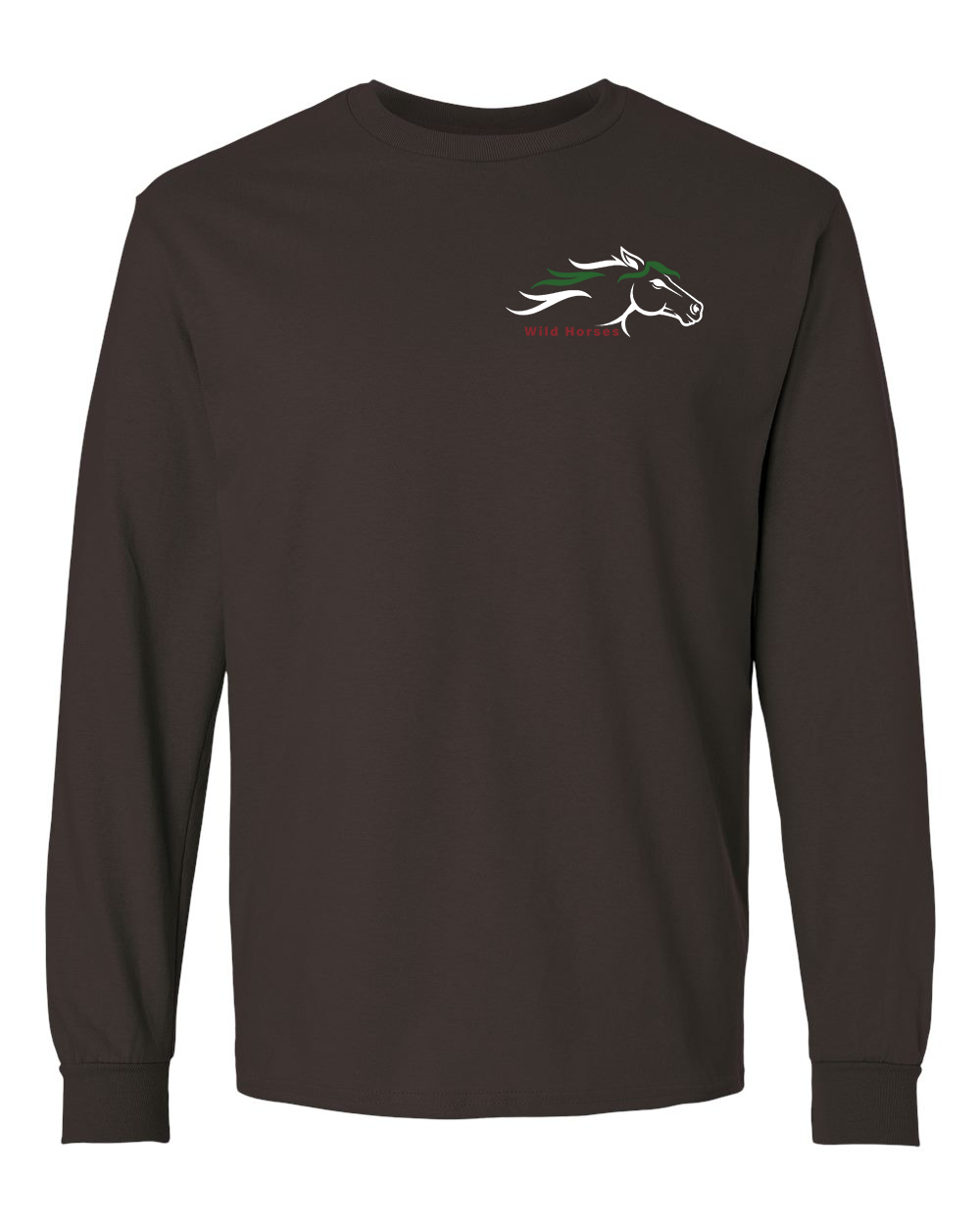 Dark Chocolate Wild Horses 100% Quality Cotton Long Sleeve