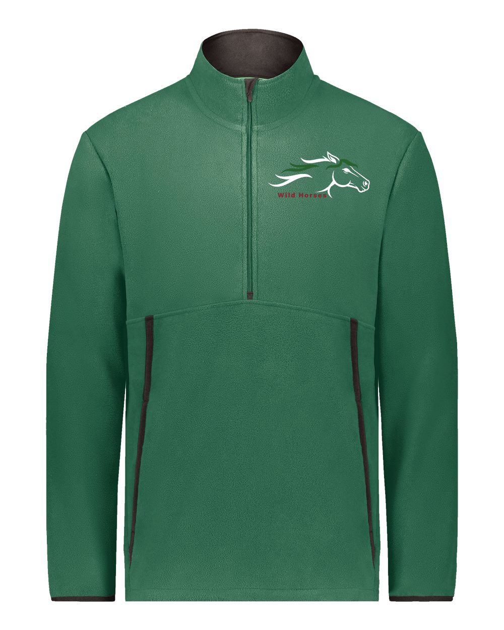 Dark Green Wild Horses 100% Quality Cotton Quarter-Zip