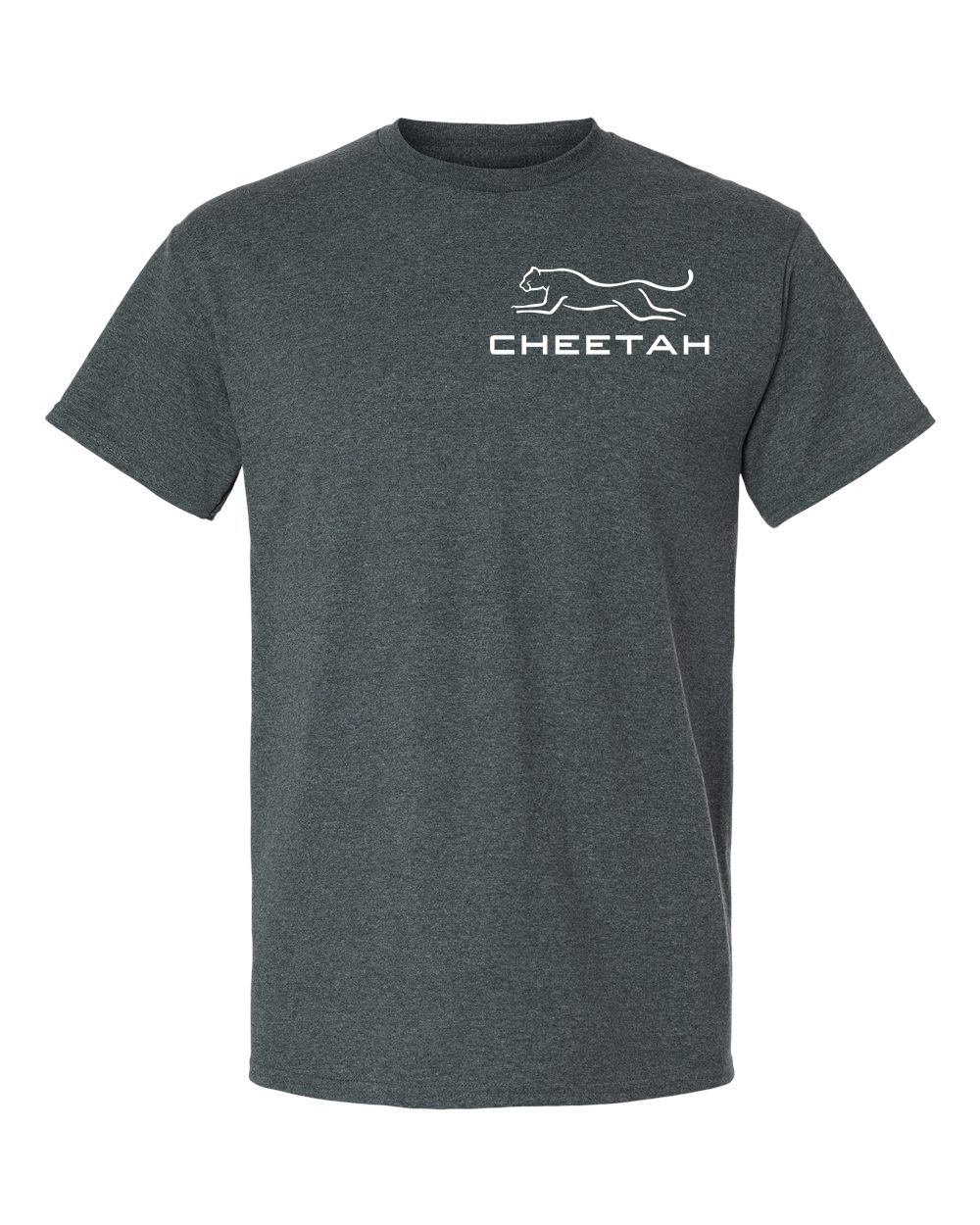 Dark Heather Cheetah 100% Quality Cotton Short Sleeve (Left Chest)