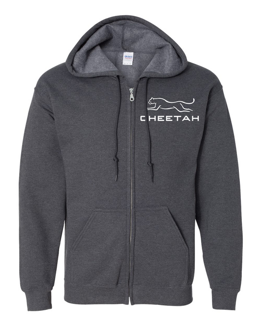 Dark Heather Cheetah 100% Quality Cotton Full-Zip Hoodie