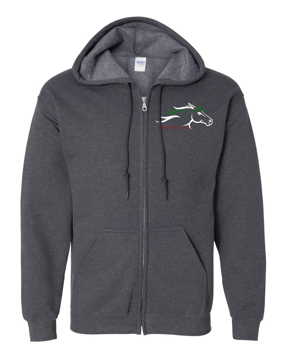 Dark Heather Wild Horses 100% Quality Cotton Full-Zip Hoodie