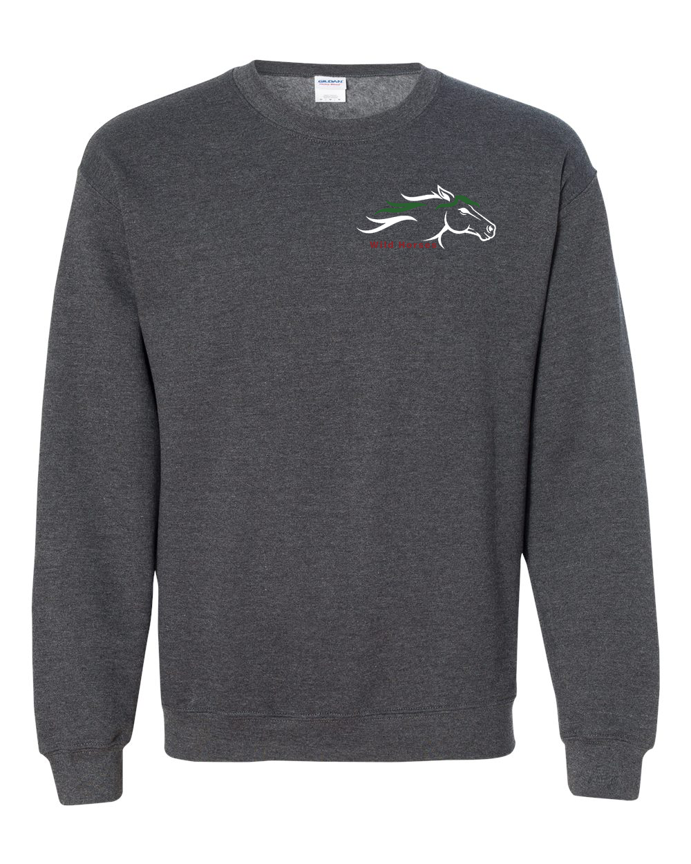 Dark Heather Wild Horses 100% Quality Cotton Crewneck Sweatshirt