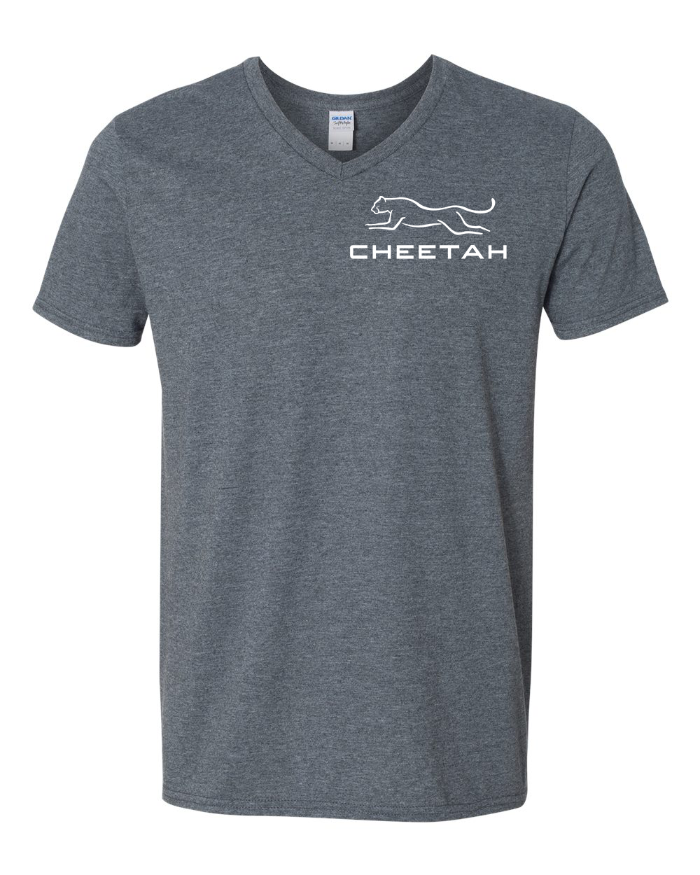 Dark Heather Cheetah 100% Quality Cotton V-Neck Short Sleeve