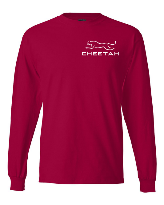 Deep Red Cheetah 100% Quality Cotton Long Sleeve