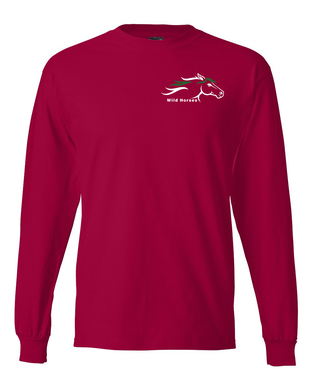 Deep Red Wild Horses 100% Quality Cotton Long Sleeve