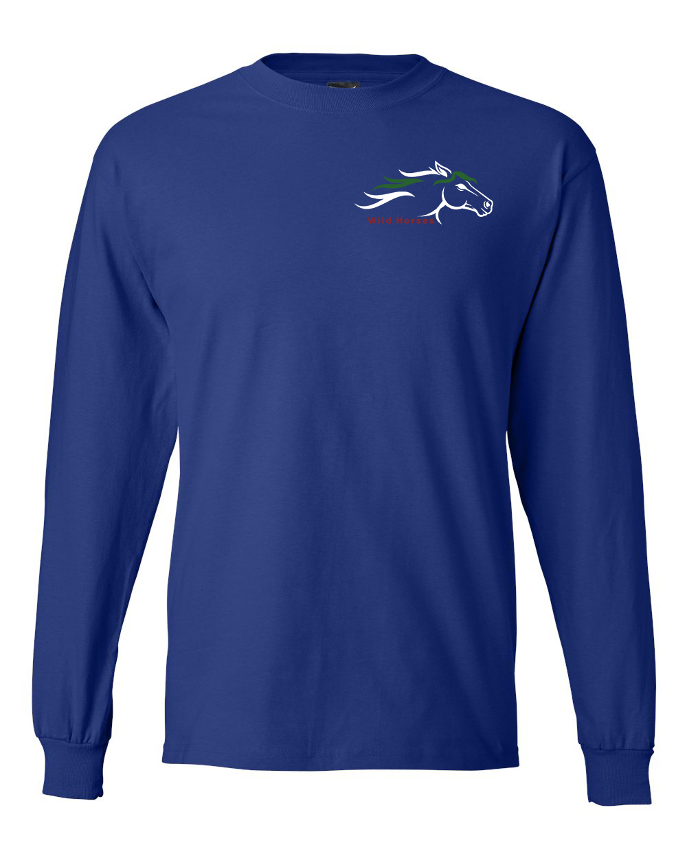Deep Royal Wild Horses 100% Quality Cotton Long Sleeve