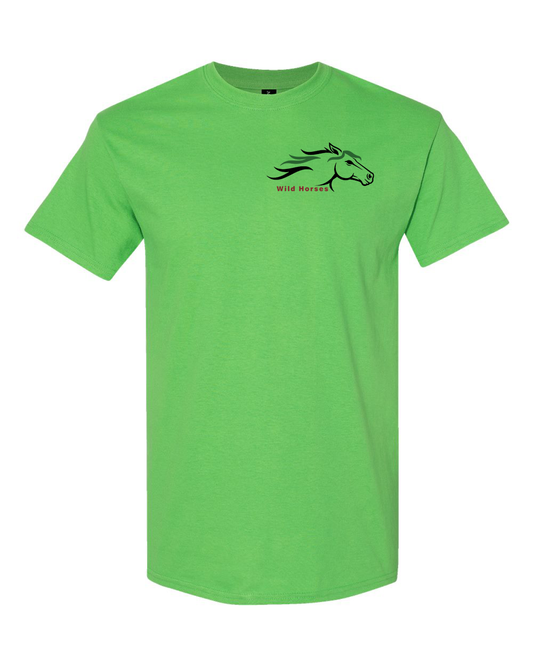 Electric Green Wild Horses 100% Quality Cotton Short Sleeve