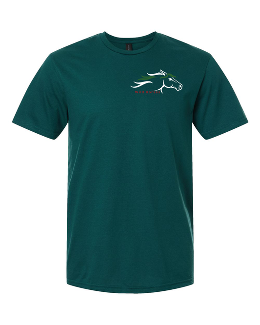 Fan Marine Green Wild Horses 100% Quality Cotton Short Sleeve