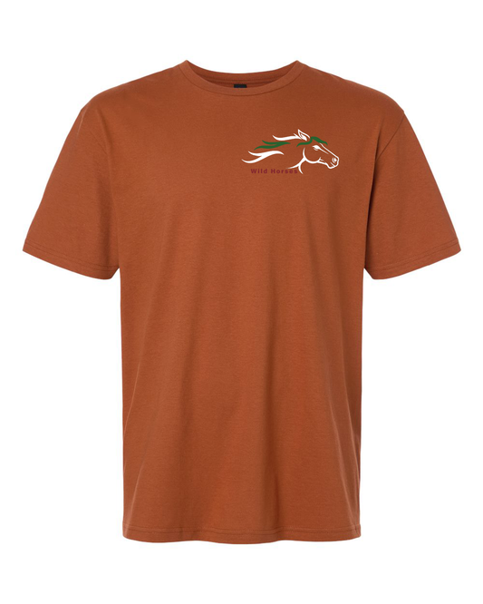 Fan Texas Orange Wild Horses 100% Quality Cotton Short Sleeve