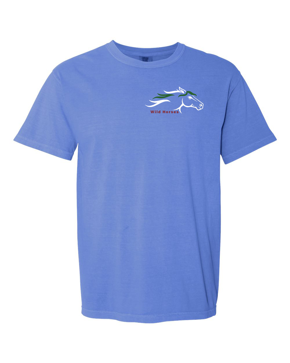 Flo Blue Wild Horses 100% Quality Cotton Short Sleeve