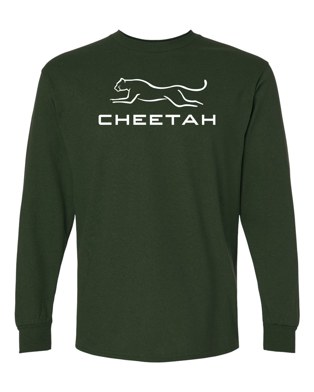 Forest Green Cheetah 100% Quality Cotton Long Sleeve (Full Chest)