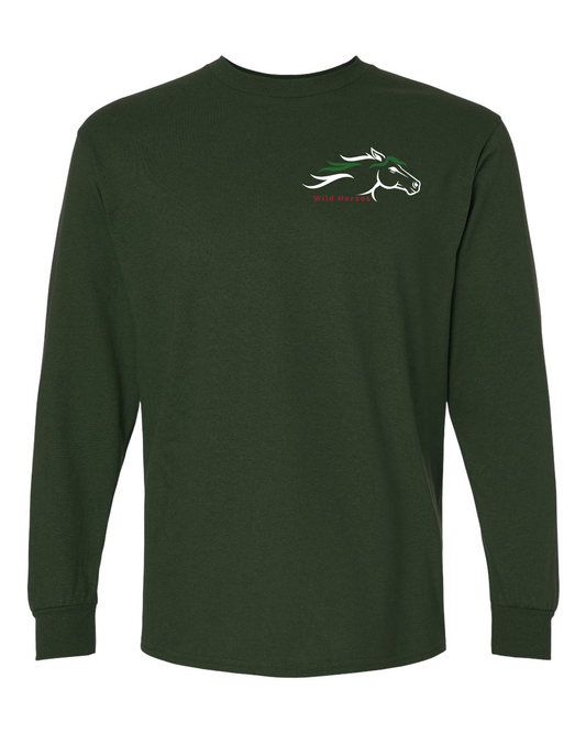 Forest Green Wild Horses 100% Quality Cotton Long Sleeve