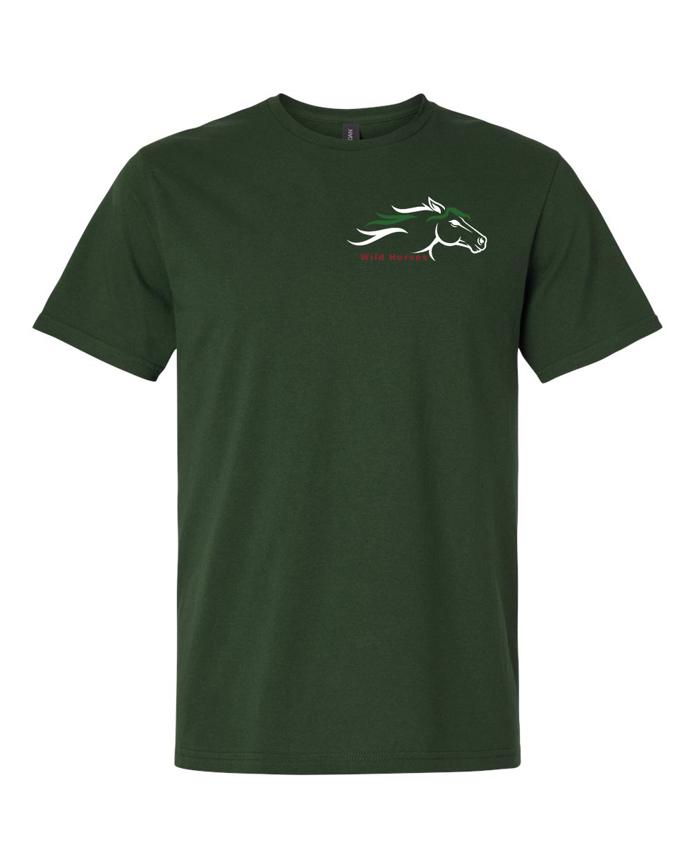 Forest Green Wild Horses 100% Quality Cotton Short Sleeve